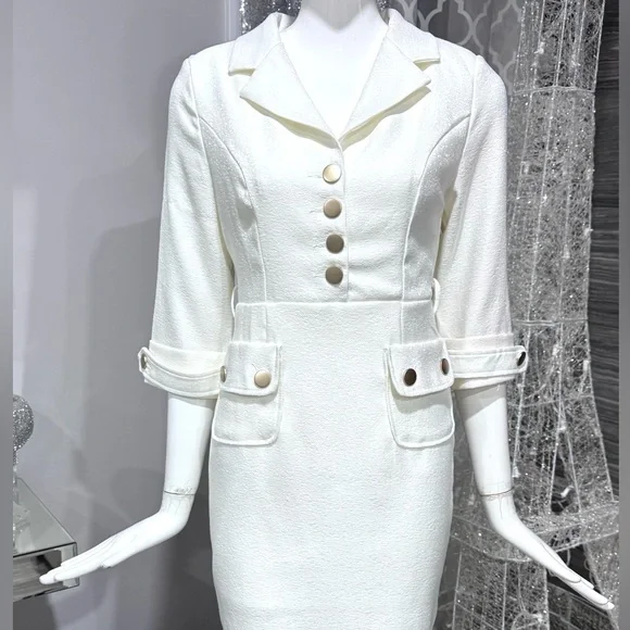 🆕🤍 Off-White Button-Down Dress - Picture 3 of 16